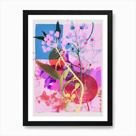 Gypsophila (Baby S Breath) 3 Neon Flower Collage Art Print