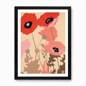 Poppies Flower Big Bold Illustration 3 Art Print