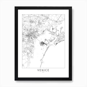 Venice White Map Art Print