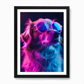 Beautiful Dog Under Neon Lights 7 Art Print