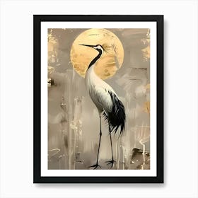 Crane In The Moonlight Art Print