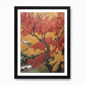 Bebbs Willow 3 Vintage Autumn Tree Print  Art Print