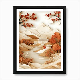 Beautiful Landscape Paper Craft Style 12 Art Print