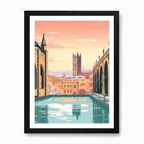 Vintage Winter Travel Illustration Bath United Kingdom 3 Art Print