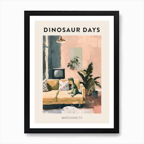 Dinosaur Watching Tv Poster 3 Art Print