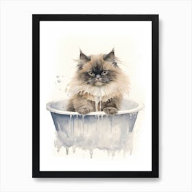 Himalayan Cat In Bathtub Bathroom 2 Art Print