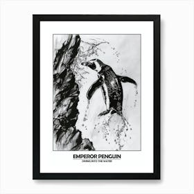 Penguin Diving Into The Water Poster 4 Art Print