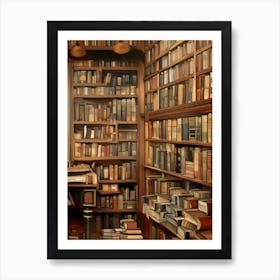 Room Interior Library Books Bookshelves Reading Literature Study Fiction Old Manor Book Nook Reading Nook House Setting Scene Book Store Bookshop Bookcase Knowledge Education School Art Print