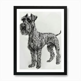 Kerry Blue Terrier Line Sketch 3 Art Print