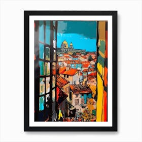 A Window View Of Prague In The Style Of Pop Art 2 Art Print