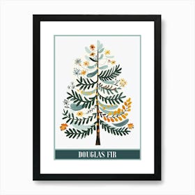 Douglas Fir Tree Illustration Flat 7 Poster Art Print