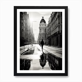 Madrid, Spain, Black And White Analogue Photography 1 Art Print