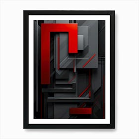 Abstract Art red black Art Print