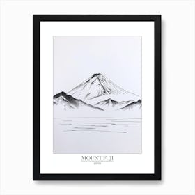 Mount Fuji Japan Line Drawing 1 Poster Art Print