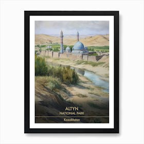 Altyn National Park Kazakhstan Watercolour 4 Art Print