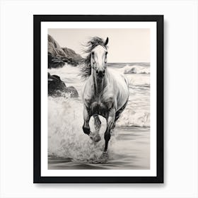 A Horse Oil Painting In Praia Do Camilo, Portugal, Portrait 2 Art Print