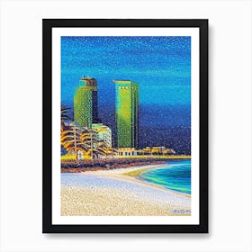 Pompano Beach, City Us  Pointillism Art Print