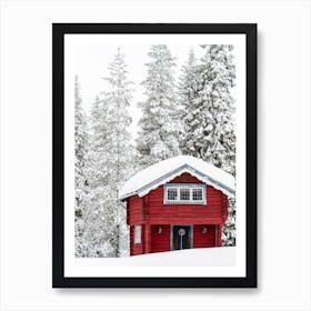 Cabin In The Snow Art Print