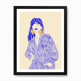 Woman In Blue 2 Art Print