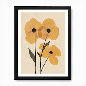 Yellow Poppies Boho Minimalist Style Art Print