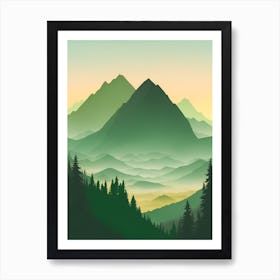 Misty Mountains Vertical Composition In Green Tone 89 Art Print