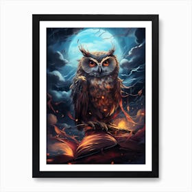 Owl On Book Art Print