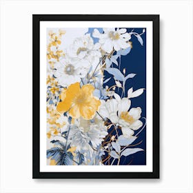 Yellow And Blue Flowers Art Print