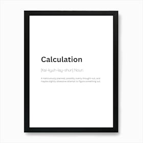 Calculation Definition Meaning Art Print