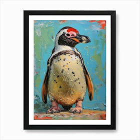 African Penguin Carcass Island Oil Painting 1 Art Print