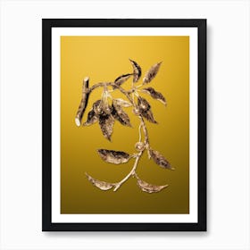 Gold Botanical Cherry on Mango Yellow n.0375 Art Print