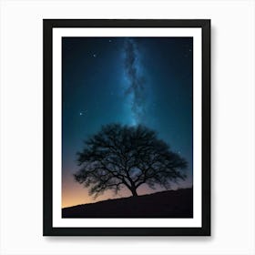 Lone Tree In The Night Sky 3 Art Print