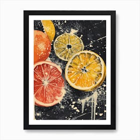 Citrus Fruits Paint Splash 1 Art Print