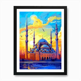 Blue Mosque Sultan Ahmed Mosque Pixel Art 9 Art Print