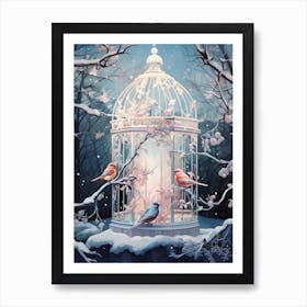 Birdcage In The Winter Forest 2 Art Print