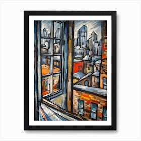 Window View Of Toronto Canada In The Style Of Cubism 1 Art Print