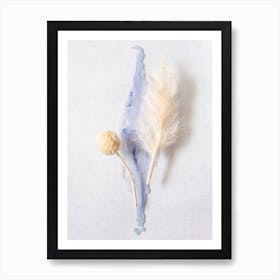 Earthy Botanics On Blue Art Print