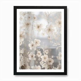 White Embroidered Lace Curtain Art Print