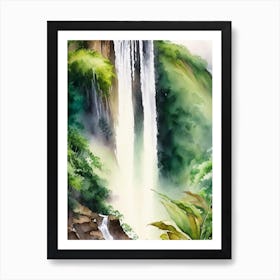 Wailua Falls, United States Water Colour  (2) Art Print