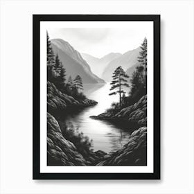 Black And White Landscape Painting Art Print