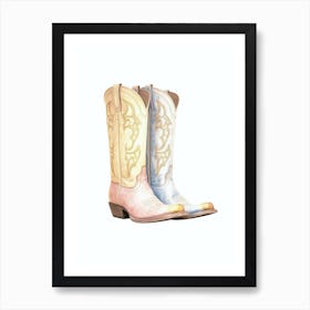 Cowgirl Boots Pastel 3 Art Print