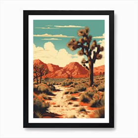  Retro Illustration Of A Joshua Trees In Mojave Desert 3 Art Print