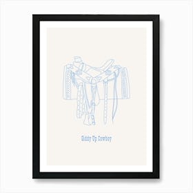 Giddy Up Cowboy Blue Art Print