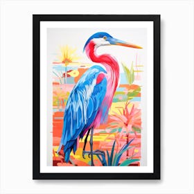 Colourful Bird Painting Great Blue Heron 1 Art Print