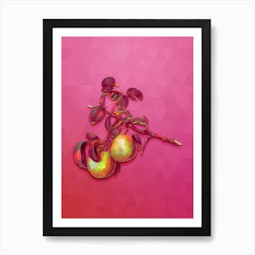 Vintage Pear Botanical Art on Beetroot Purple n.0736 Art Print