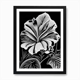 Hibiscus Leaf Linocut 2 Art Print