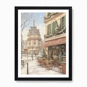 Vintage Winter Illustration Paris France 3 Art Print
