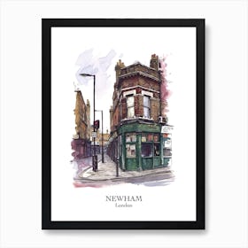 Newham London Borough   Street Watercolour 1 Poster Art Print