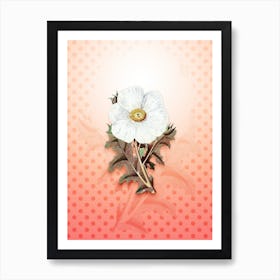 Mexican Poppy Flower Vintage Botanical in Peach Fuzz Polka Dot Pattern n.0339 Art Print