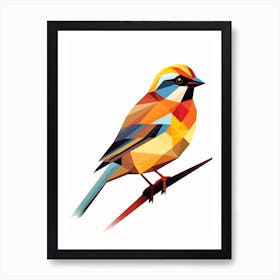 Colourful Geometric Bird Sparrow 3 Art Print