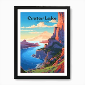 Crater Lake National Park Outdoors Modern Travel Art Art Print